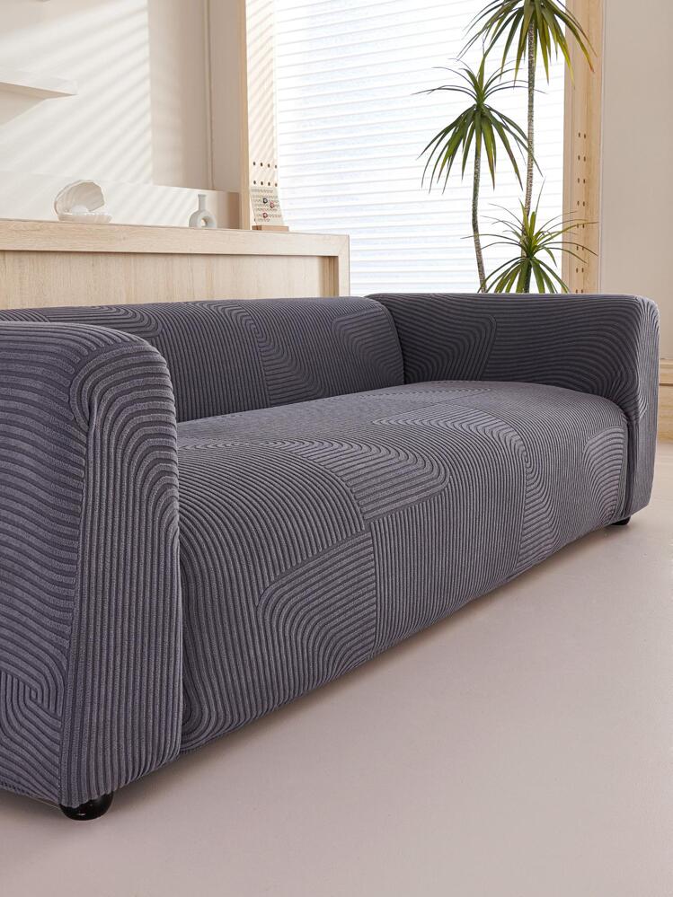 1 tấm bọc sofa họa tiết kẻ sọc - Màu xám đen - Xem 1