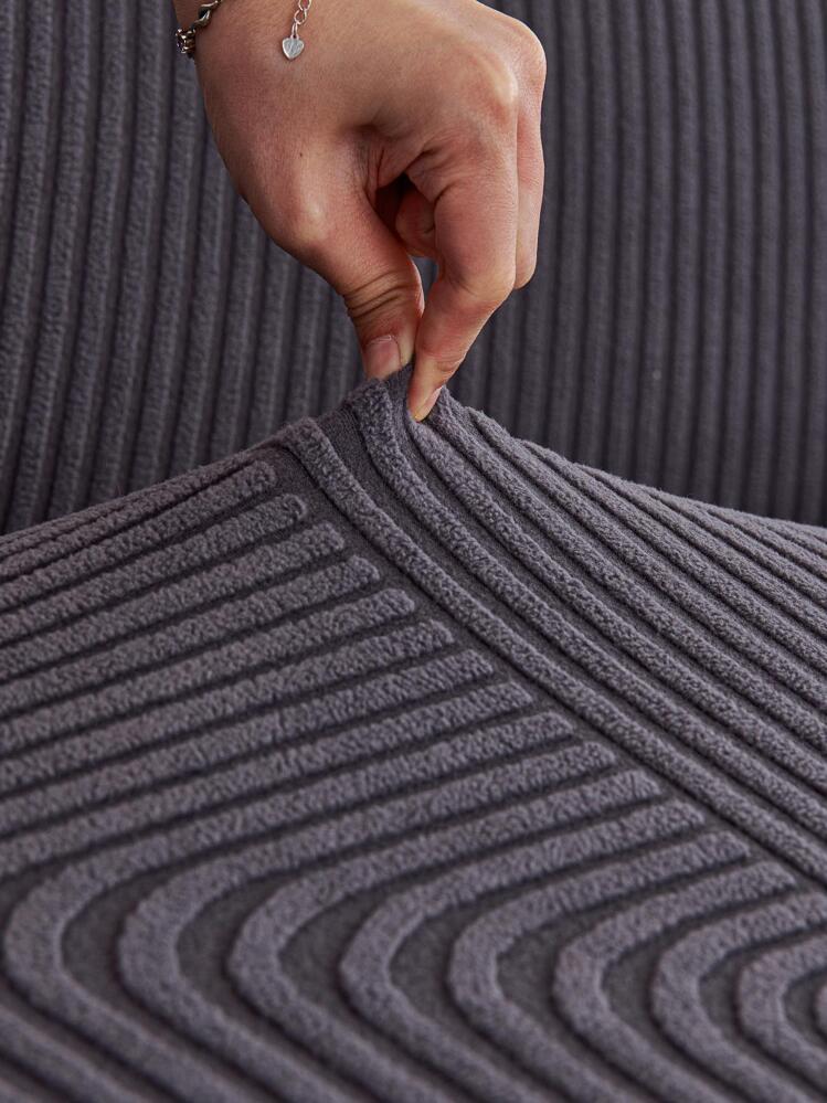 1 tấm bọc sofa họa tiết kẻ sọc - Màu xám đen - Xem 6