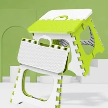 1pc Plastic Foldable Chair Stool - Green - View 2