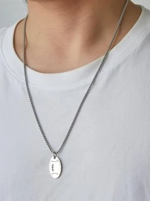 Men Stainless Steel American Football Charm Necklace For Daily Decoration For A Stylish Look - Silver - View 1
