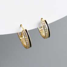 Silver Cubic Zirconia Decor Hoop Earrings - Gold - View 5