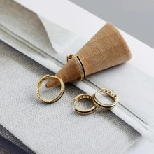 Silver Cubic Zirconia Decor Hoop Earrings - Gold - View 9