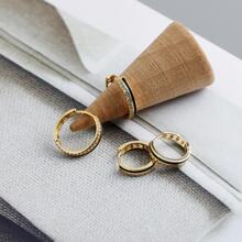 Silver Cubic Zirconia Decor Hoop Earrings - Gold - View 6