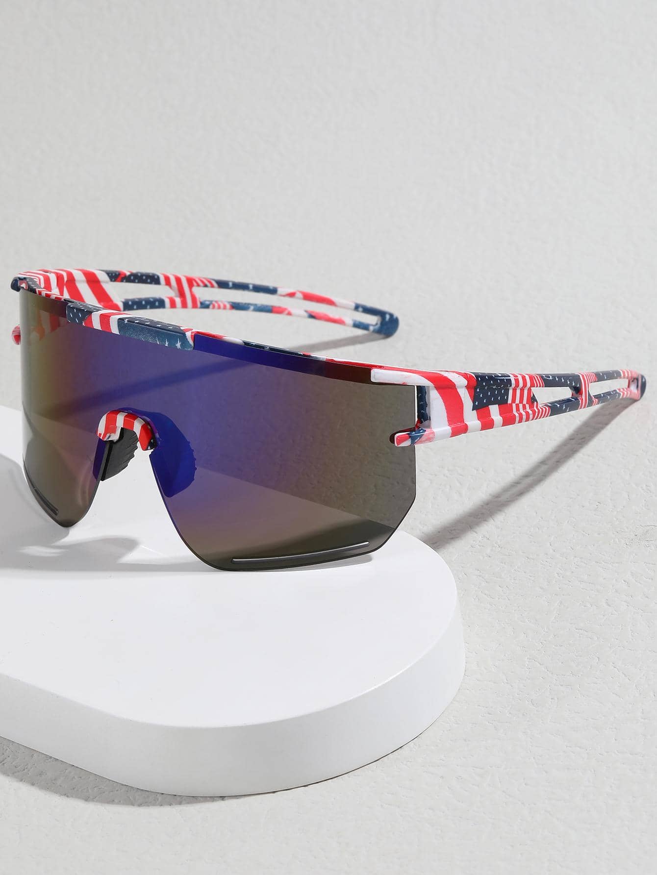 1pair Men American Flag Print Wrap Design Sporty Fashion Glasses For Outdoor - Multicolor - View 1
