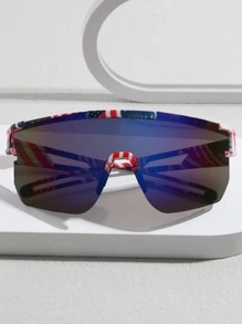 1pair Men American Flag Print Wrap Design Sporty Fashion Glasses For Outdoor - Multicolor - View 3