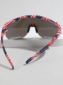 1pair Men American Flag Print Wrap Design Sporty Fashion Glasses For Outdoor - Multicolor - View 4