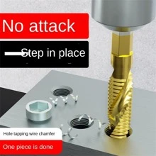 6入組m3-m10螺紋攻牙鑽頭,hss攻牙器,計數器槽去毛刺公制高速鋼,1/4英寸快換六角工具,適用於木工。6入組鈦鑽頭和攻牙釋放組合,公制螺紋m3 M4 M5 M6 M8 M10攻牙工具,適用於螺紋攻牙,鑽孔,計數器鑽孔