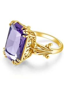 Nhẫn Bạc Trang Trí Hình Vuông Đính Đá Cubic Zirconia - Màu tím - Xem 2