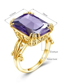 Nhẫn Bạc Trang Trí Hình Vuông Đính Đá Cubic Zirconia - Màu tím - Xem 4