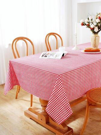 1pc Gingham Pattern Tablecloth, Modern Polyester Tablecloth For Home