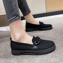 女士鏈條裝飾一腳蹬運動戶外運動鞋