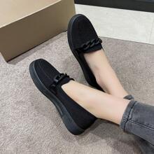 女士鏈條裝飾一腳蹬運動戶外運動鞋