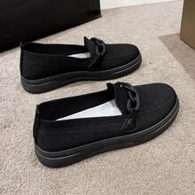 女士鏈條裝飾一腳蹬運動戶外運動鞋