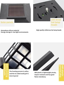 1 件 ABS 太阳能草坪灯，现代主义 LED 花园路径灯，户外花园照明，适用于路径、庭院、露台 - 黃色 - 查看 2