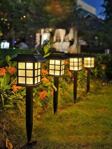 1 件 ABS 太阳能草坪灯，现代主义 LED 花园路径灯，户外花园照明，适用于路径、庭院、露台 - 黃色 - 查看 1