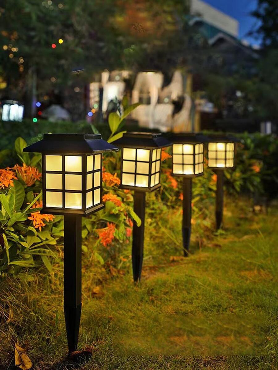 1 件 ABS 太阳能草坪灯，现代主义 LED 花园路径灯，户外花园照明，适用于路径、庭院、露台 - 黃色 - 查看 1