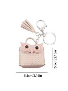1入組女士貓頭鷹裝飾零錢包和流蘇墜飾可愛鑰匙圈適用於鑰匙裝飾用品 - 彩色 - 查看 3