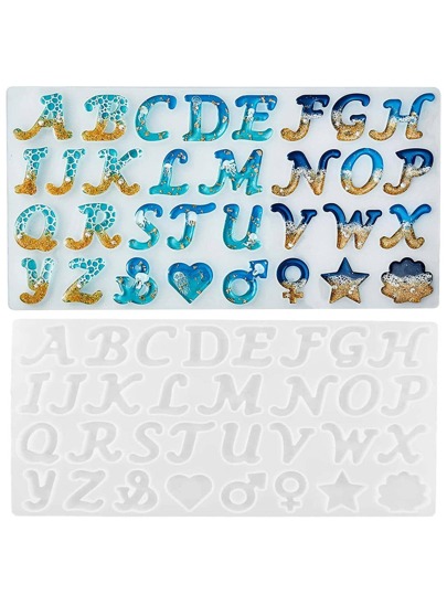 Letter Silicone Molds For Diy Jewelry Making, Alphabet Pendant Mold With Keychain Casting Moulds, Set With Optional Hand Drill 2 Drill Bits And 140pcs Keychains