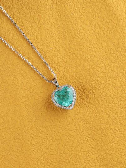 1 pieza Collar con colgante moda con diseño de diamante de imitación con diseño de corazón para mujeres para tener una cita