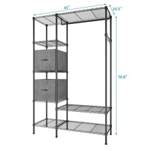 Closet Organizer Metal Garment Rack Portable Clothes Hanger Home Shelf - Black - View 1