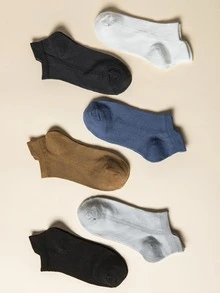 6雙男士素色透氣休閒短襪適用於日常生活 - 彩色 - 查看 2