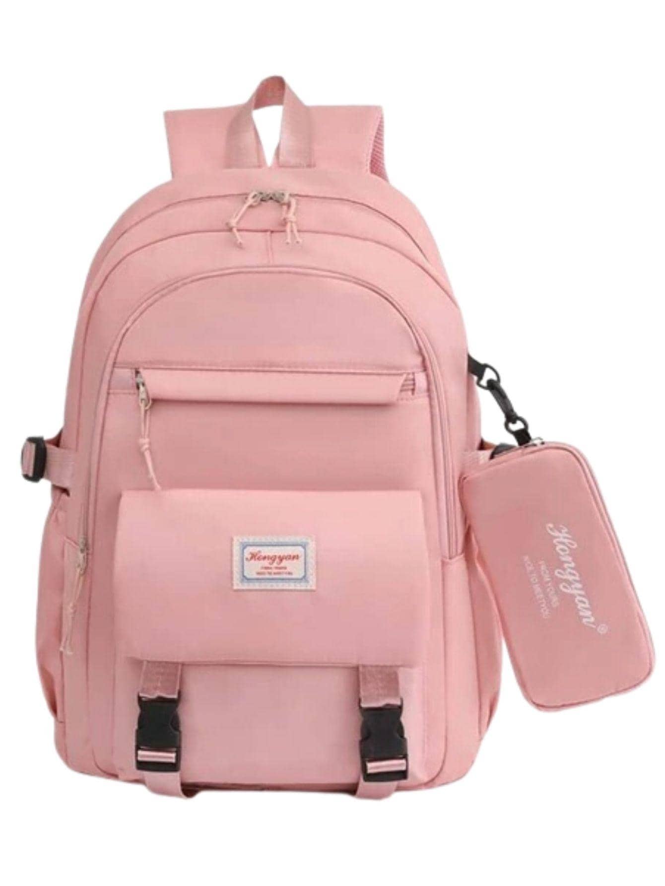 Women's Backpack School Bag College Travel Anti-Theft - 淺粉色 - 查看 1