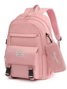 Women's Backpack School Bag College Travel Anti-Theft - 淺粉色 - 查看 3