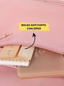Women's Backpack School Bag College Travel Anti-Theft - 淺粉色 - 查看 6