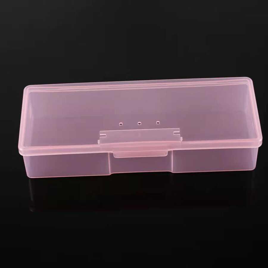 1pc Clear Pencil Box, Simple Plastic Clear Pencil Box For School Student - Pink - View 1