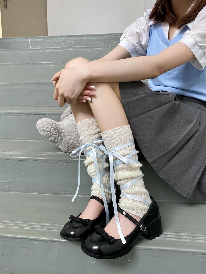 Princi Pessa お花&リボン レースボアレッグウォーマー