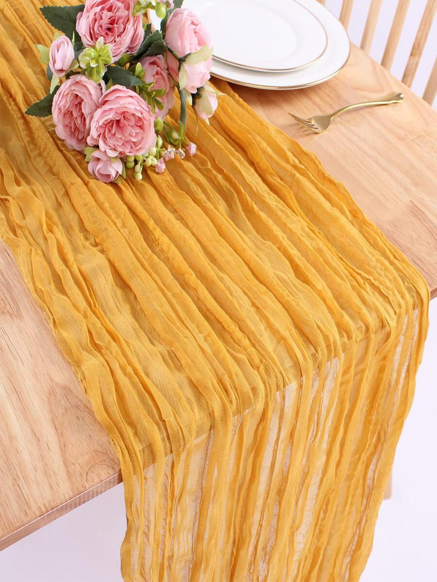 1 pieza liso mesa simple poliéster Corredor de mesa de cocina para mesa Decoración - Amarillo - Ver 1