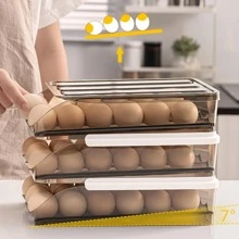 1set PMMA Egg Storage Box, Modern Egg Holder For Refrigerator - Light Grey - View 4