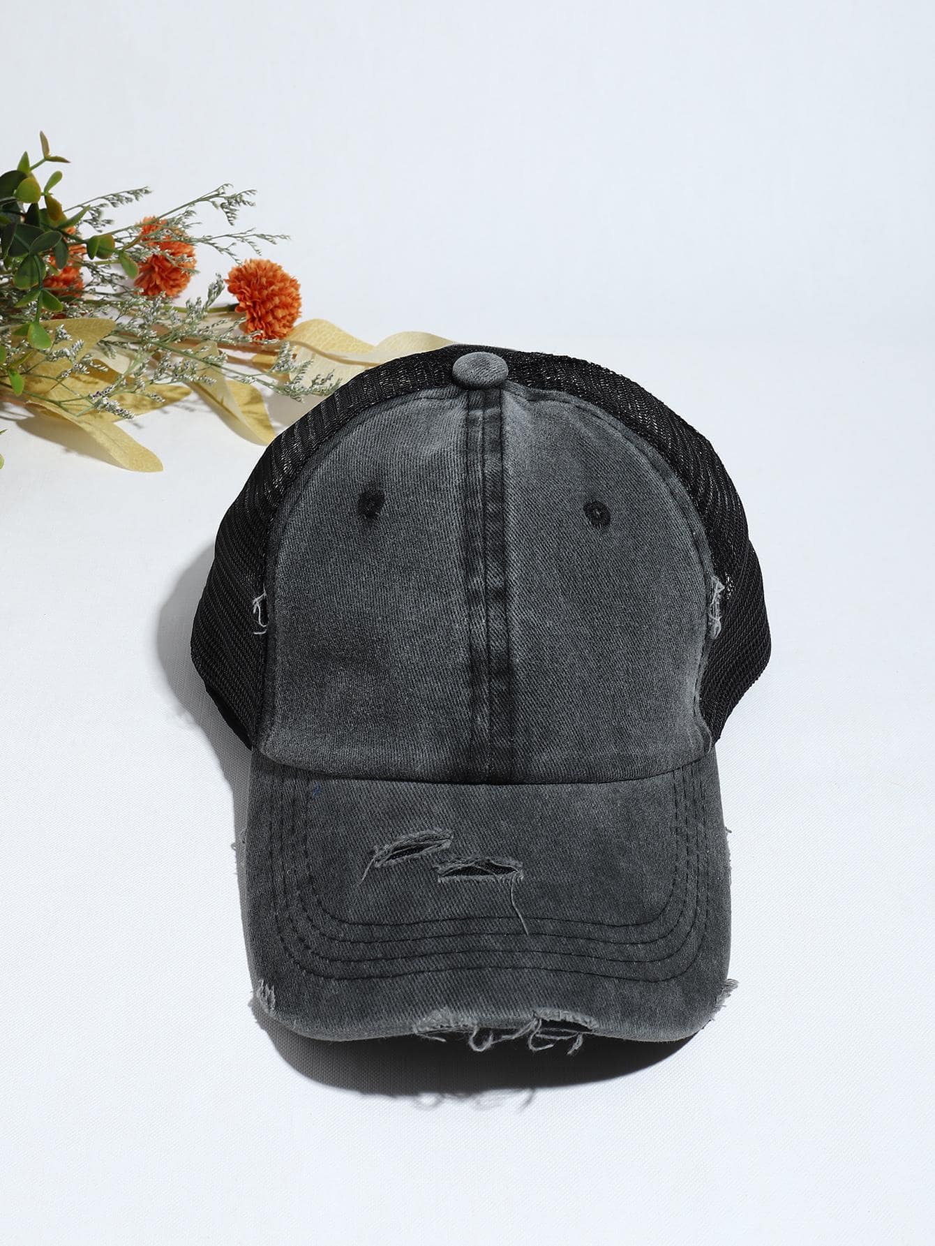 Ripped Ripped Trucker Hat - Dark Grey - View 1