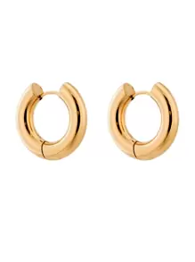 1入316L不鏽鋼簡約耳環，適用於女性情侶，復古優雅首飾禮物 - 金色 - 查看 4