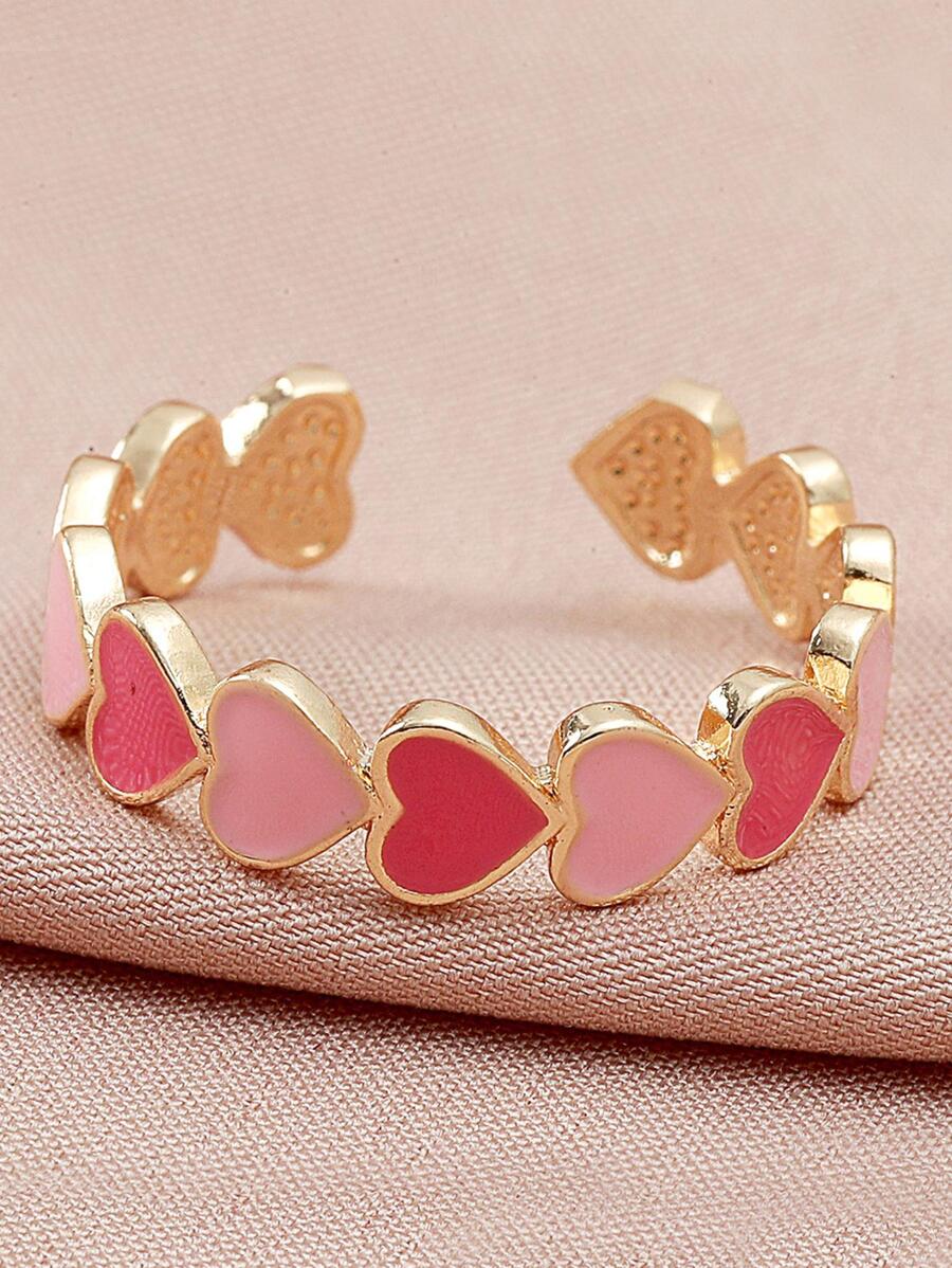 Châu Âu và Châu Mỹ Thời trang ngọt ngào và mát mẻ Vòng trái tim màu hồng cho nữ Nhẫn đi làm hàng ngày Vòng có thể điều chỉnh Phụ kiện cầm tay hình học sáng tạo đơn giản - Nhiều màu - Xem 1