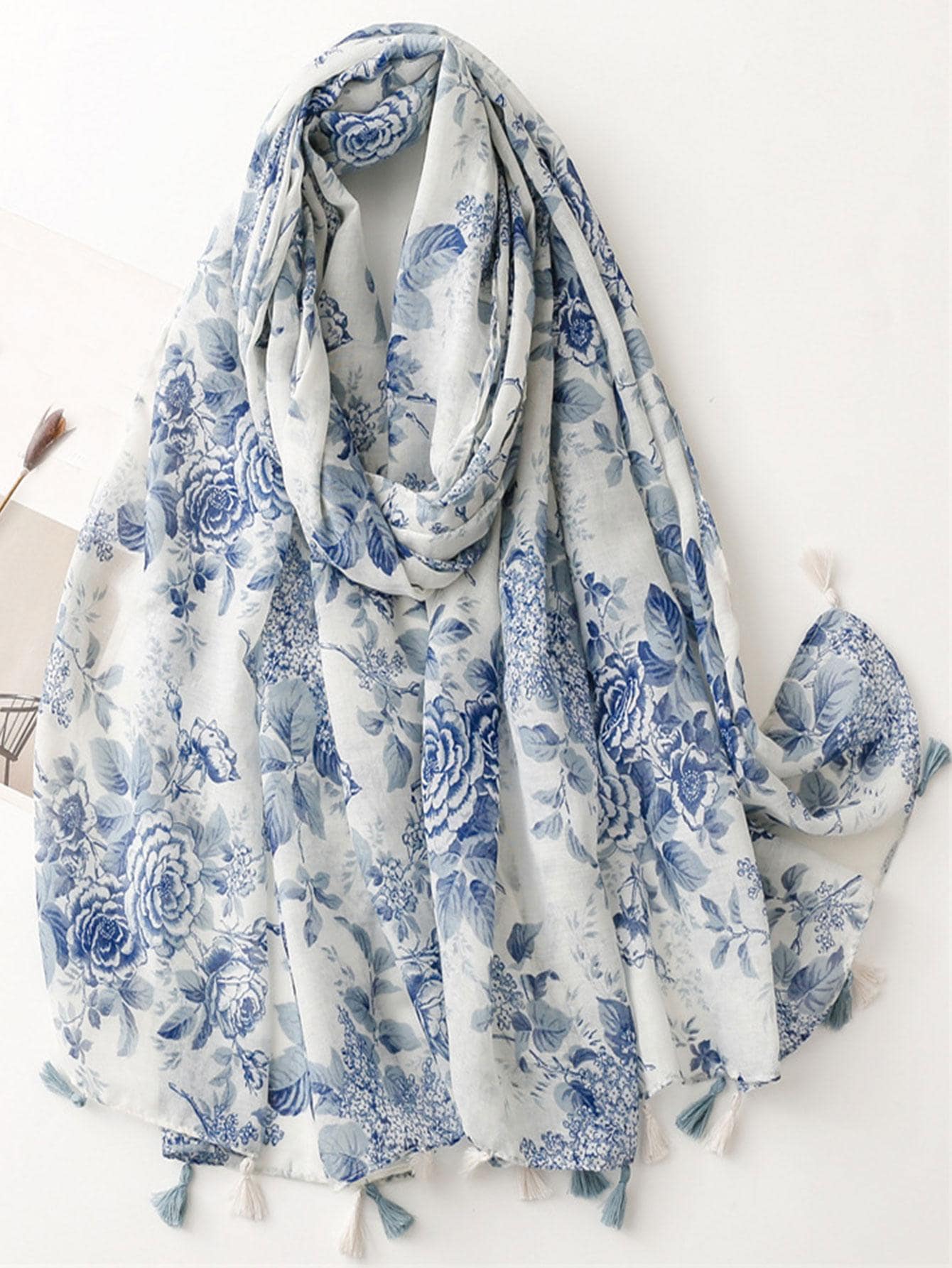 1 Pieza Bufanda De Seda Con Estampado Simple Y Elegante - Multicolor - Ver 1