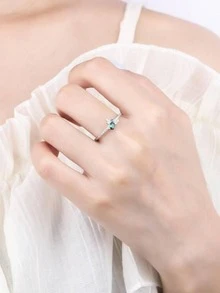 1 Bạc Thời Trang Đính Đá Cubic Zirconia Trang Trí Ong Thiết Kế Nhẫn Bạc Nữ Cho Đảng - màu xanh lá - Xem 4