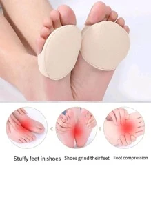 1pair Sponge Forefoot Invisible Five-toe Thickened Half-size Insole For High Heels, Pain Relief & Non-slip - Black - View 5