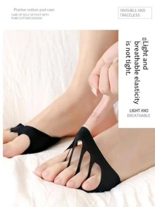 1pair Sponge Forefoot Invisible Five-toe Thickened Half-size Insole For High Heels, Pain Relief & Non-slip - Black - View 2