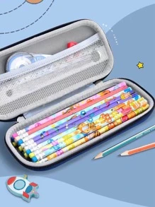 1 Túi Đựng Văn Phòng Phẩm Hoa Văn Hoạt Hình Tên Lửa, Túi Đựng Bút Di Động Dễ Thương Cho Học Sinh Văn Phòng Phẩm Tổ Chức - Màu xanh lam - Xem 2