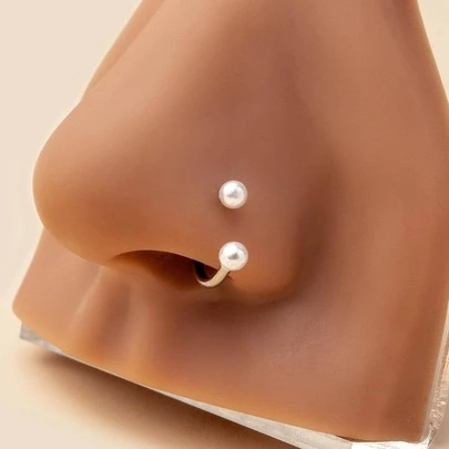 1入時尚人造珍珠裝飾鼻扣,適用於女士派對
