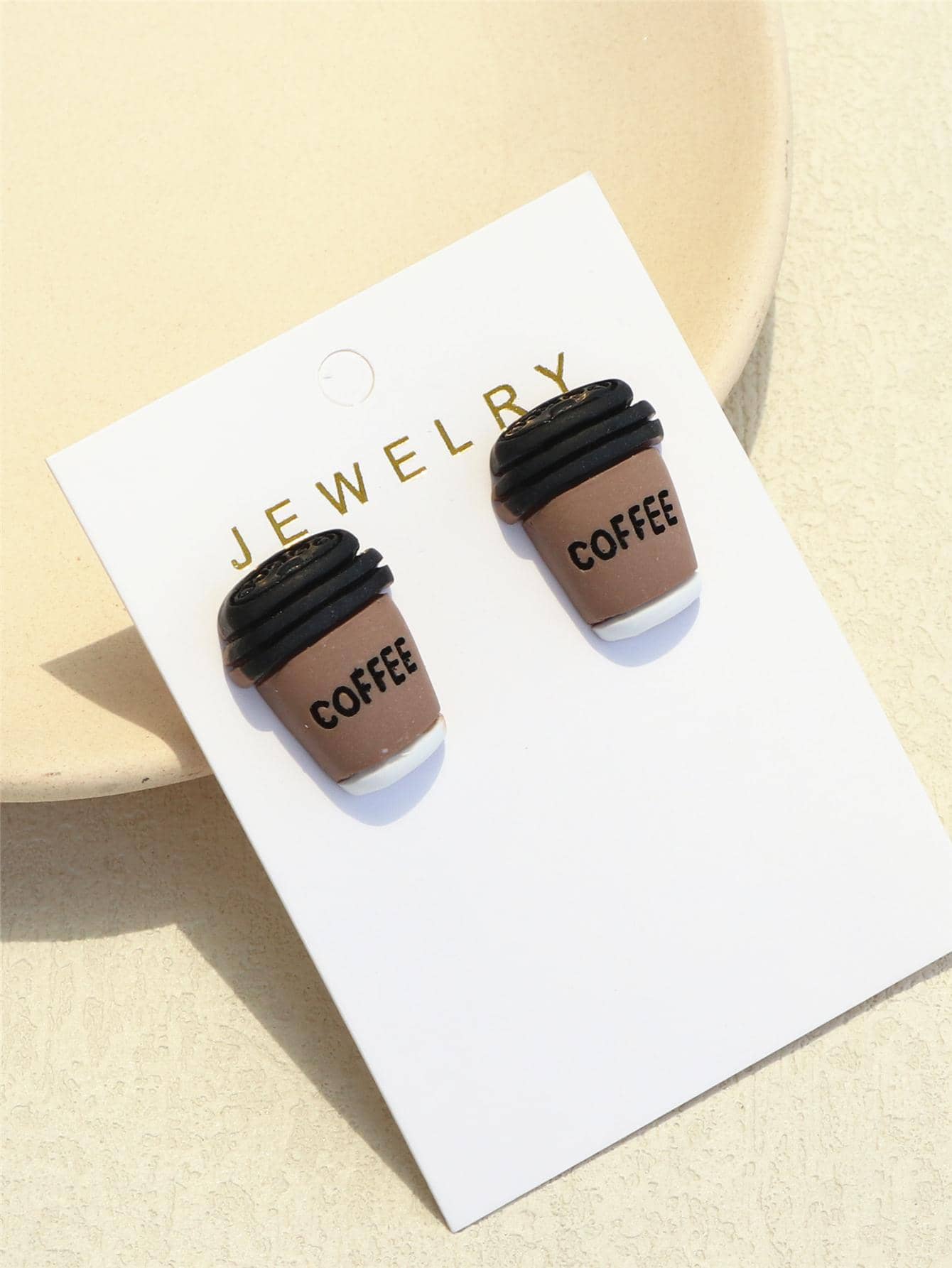 1pair Creative Coffee Design Drop Earrings For Women For Daily Decoration - Multicolor - View 1