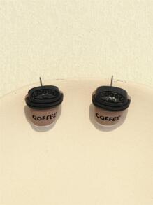 1pair Creative Coffee Design Drop Earrings For Women For Daily Decoration - Multicolor - View 6