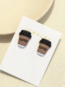 1pair Creative Coffee Design Drop Earrings For Women For Daily Decoration - Multicolor - View 3