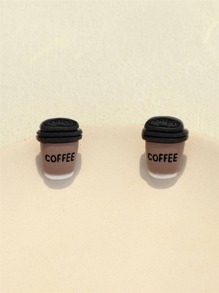 1pair Creative Coffee Design Drop Earrings For Women For Daily Decoration - Multicolor - View 7