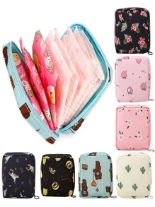 1 túi đựng băng vệ sinh di động cho túi đựng đồ du lịch, túi đựng đồ trang điểm, túi đựng mỹ phẩm, túi đựng đồ đi nghỉ, túi đựng đồ trang điểm dung tích lớn, hộp đựng đồ trang điểm, đựng son môi, cọ, đồ chăm sóc da, điện thoại di động, tiền xu, đồ dùng nhỏ, dùng trong nhà, quà tặng, ngày lễ và lễ hội Halloween Giáng sinh đa chức năng, phong cách Boho - Hồng - Xem 1