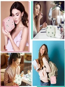 1 túi đựng băng vệ sinh di động cho túi đựng đồ du lịch, túi đựng đồ trang điểm, túi đựng mỹ phẩm, túi đựng đồ đi nghỉ, túi đựng đồ trang điểm dung tích lớn, hộp đựng đồ trang điểm, đựng son môi, cọ, đồ chăm sóc da, điện thoại di động, tiền xu, đồ dùng nhỏ, dùng trong nhà, quà tặng, ngày lễ và lễ hội Halloween Giáng sinh đa chức năng, phong cách Boho - Hồng - Xem 4