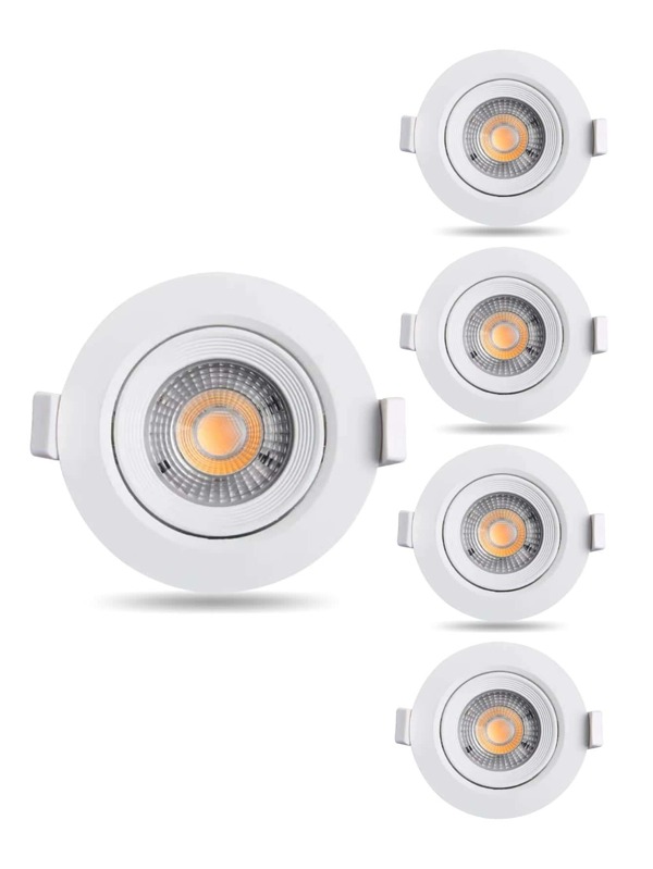 Kit 5 Spot Luminária Led 7W Redondo Embutido Branco Frio 6500k Branco Quente 3000k  Bivolt