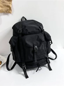 Mochila de gran capacidad negro multi compartimiento - Negro - Ver 2