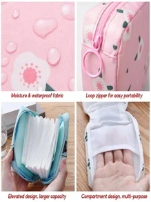 1 túi đựng băng vệ sinh di động cho túi đựng đồ du lịch, túi đựng đồ trang điểm, túi đựng mỹ phẩm, túi đựng đồ đi nghỉ, túi đựng đồ trang điểm dung tích lớn, hộp đựng đồ trang điểm, đựng son môi, cọ, đồ chăm sóc da, điện thoại di động, tiền xu, đồ dùng nhỏ, dùng trong nhà, quà tặng, ngày lễ và lễ hội Halloween Giáng sinh đa chức năng, phong cách Boho - Hồng - Xem 8